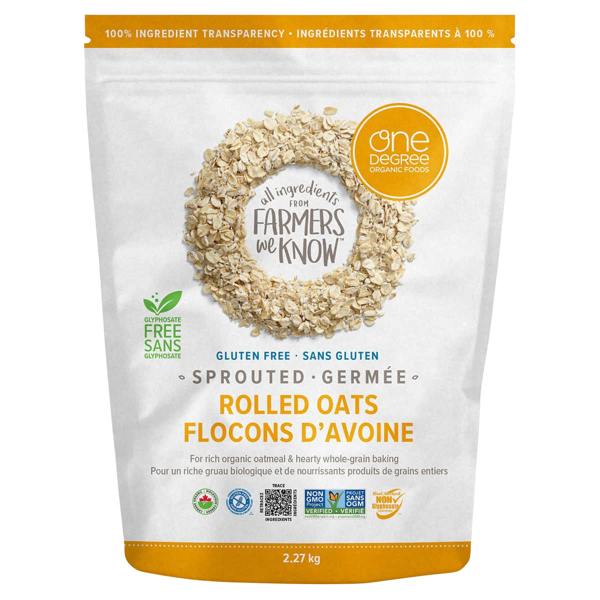 One Degree Sprouted Rolled Oats - 4 x 2.27 kg - Grocery and Food Items - Canadian Distribution - Ships Free Within Canada on Orders Above CAD $199