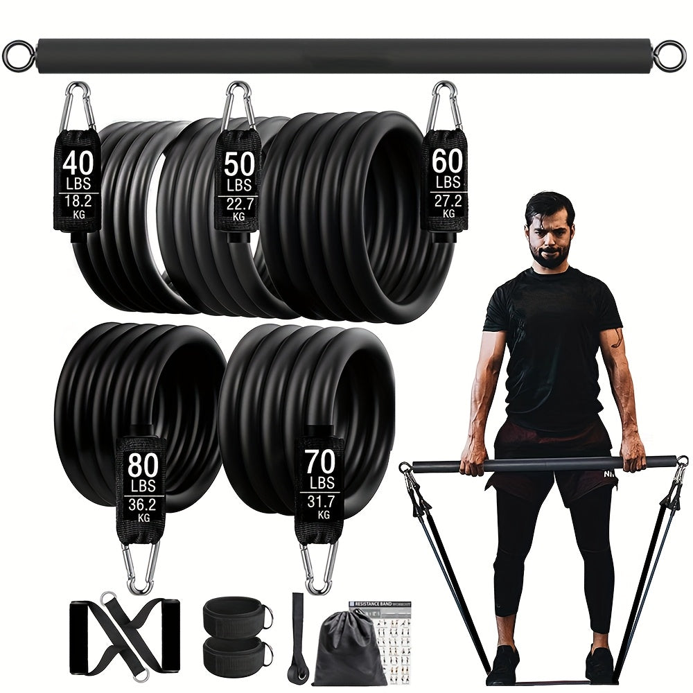 NNETM Workout Bar with Resistance Bands for Home Gym