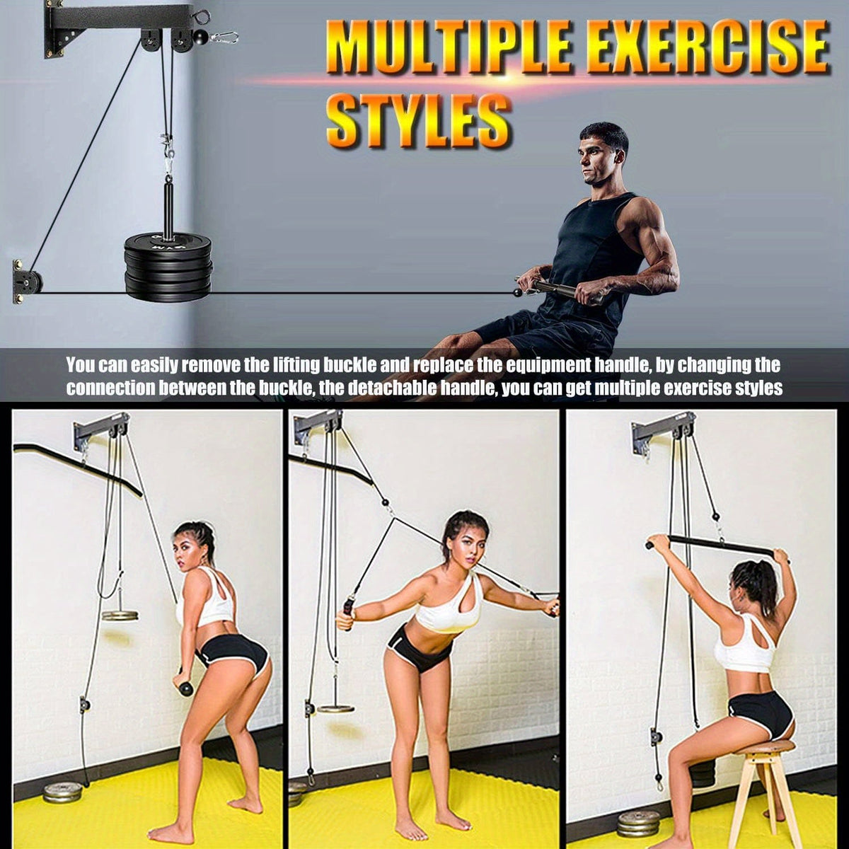 NNETM Wall Mounted Cable Pulley Gym System