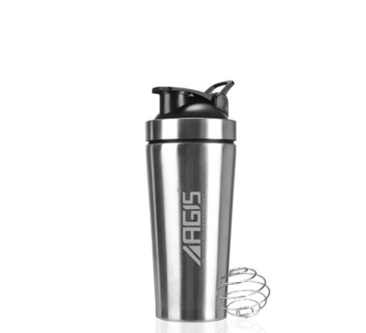 AGIS Stainless Steel Shaker Bottle – 304 Food Grade | Leak Proof with Carrying Loop