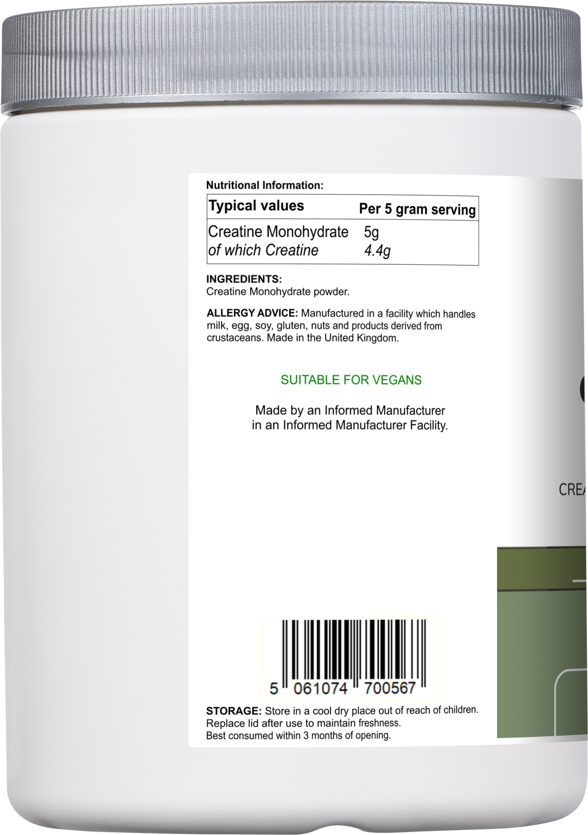 Creatine Monohydrate | Pure Unflavoured Creatine Powder – 500 g