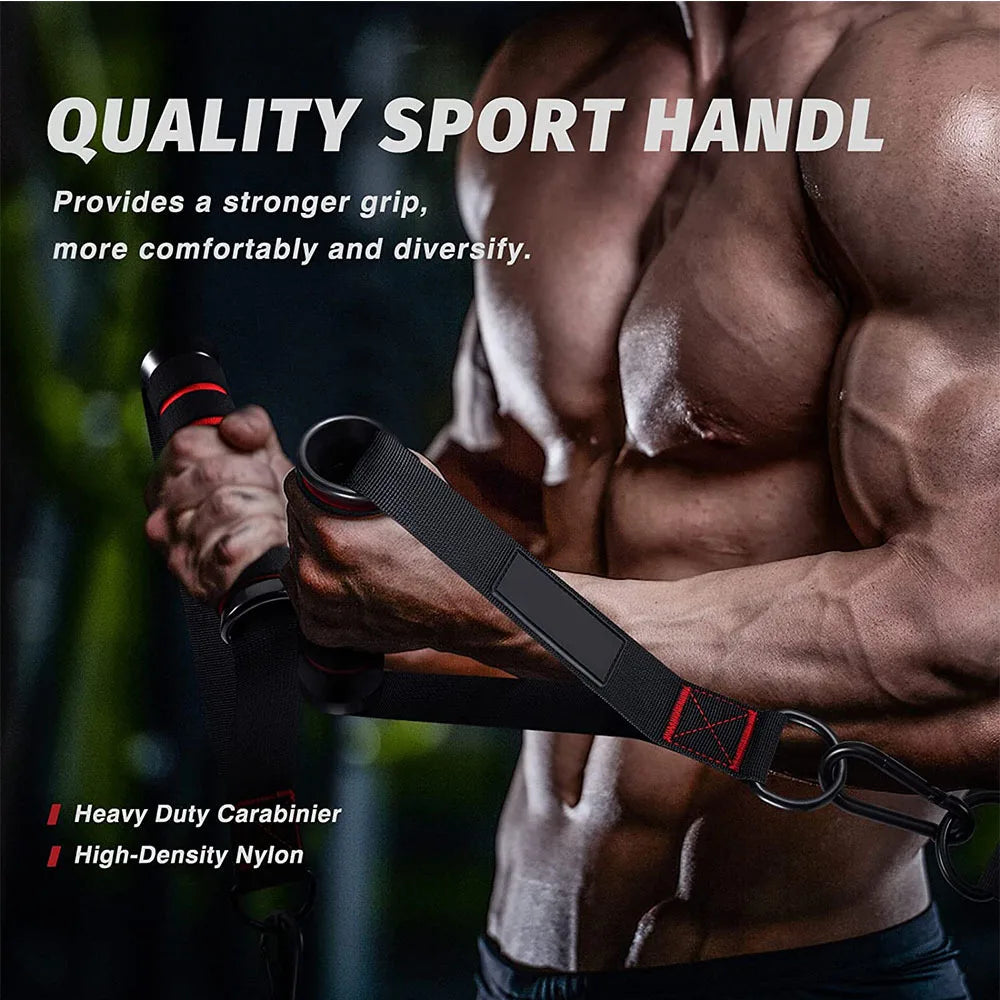 Heavy-Duty D-Ring Gym Handles with Hook for Home Workouts