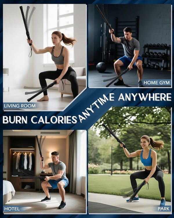 Cordless Weighted Battle Ropes for Home Gym & HIIT Training