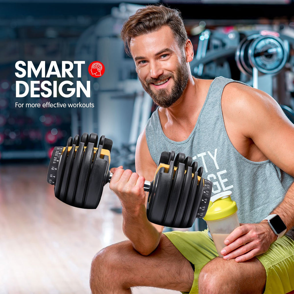 NNEDSZ 48kg  Adjustable Dumbbell Home Gym Set Gold