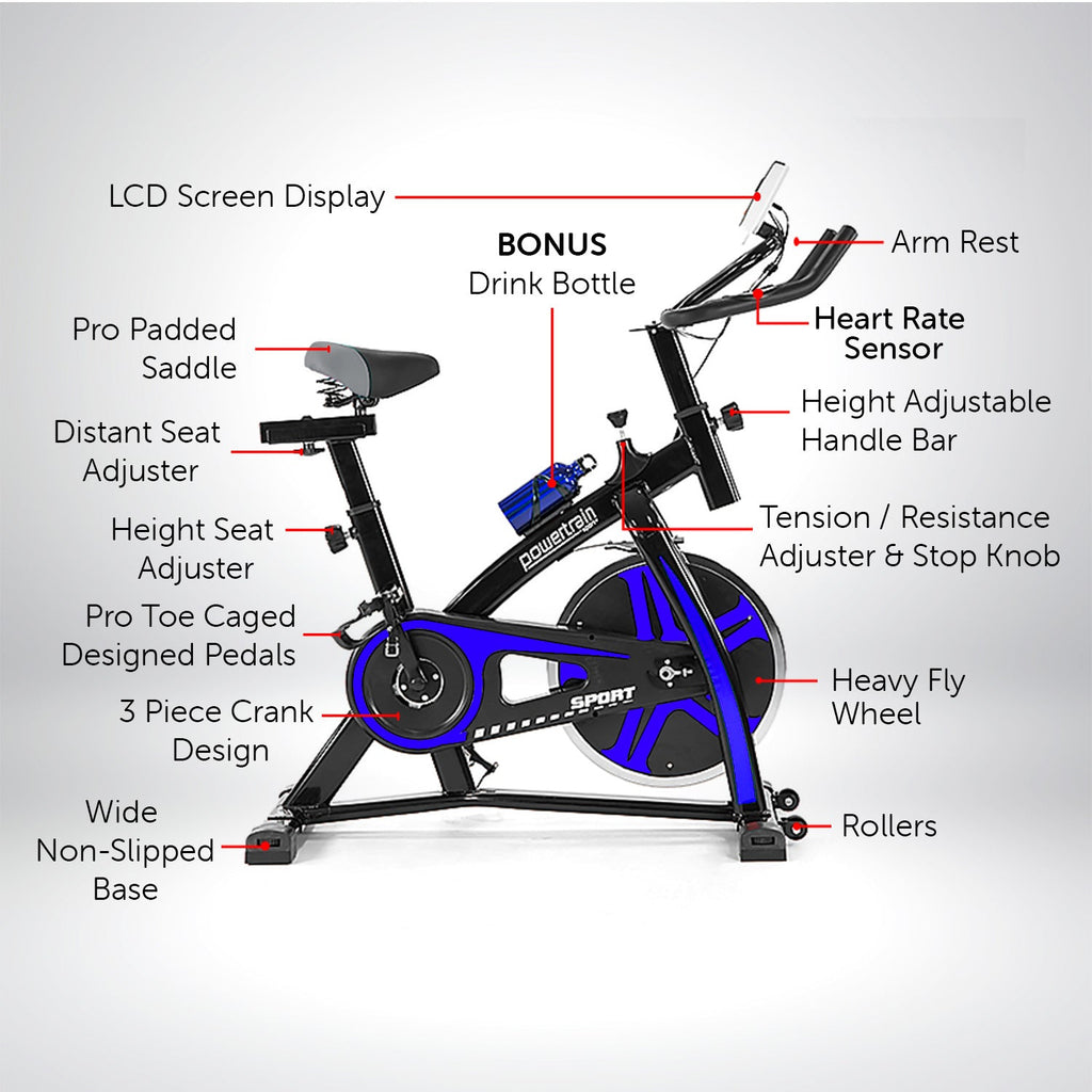 NNEDPE Powertrain Home Gym Flywheel Exercise Spin Bike - Blue