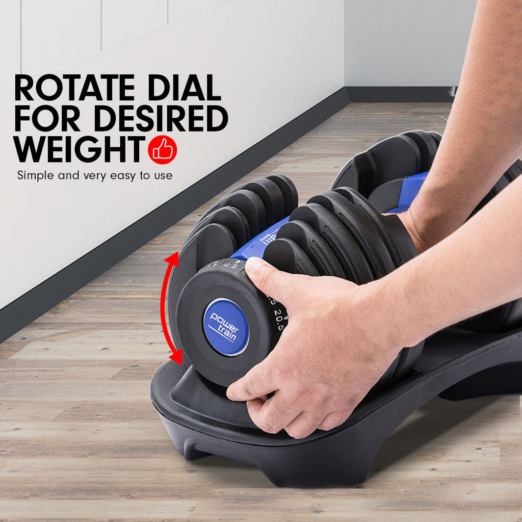 NNEDPE 24KG Powertrain Adjustable Home Gym Dumbbell - Blue