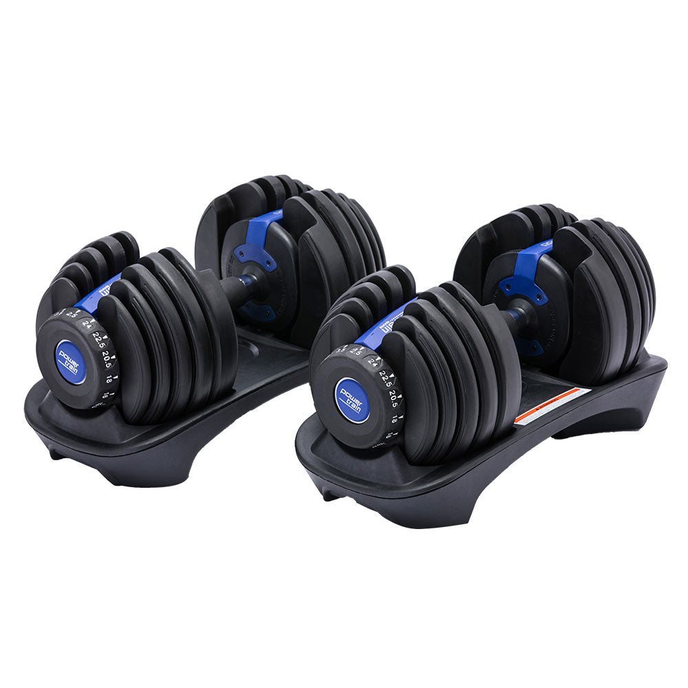 NNEDPE 2x 24kg Powertrain Adjustable Dumbbell Home Gym Set