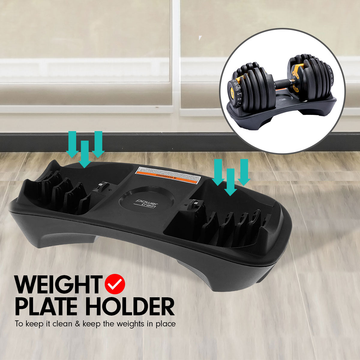 NNEDPE 48kg Powertrain Adjustable Dumbbell Home Gym Set Gold