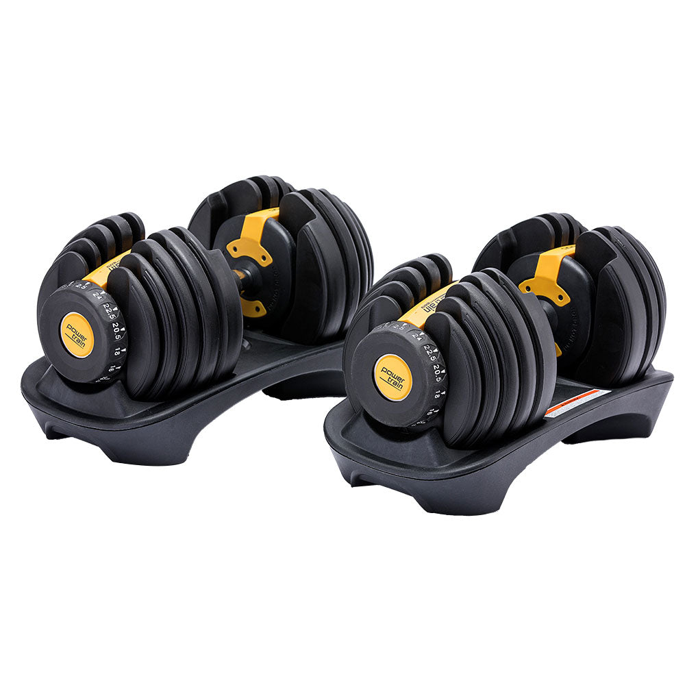 NNEDPE 48kg Powertrain Adjustable Dumbbell Home Gym Set Gold