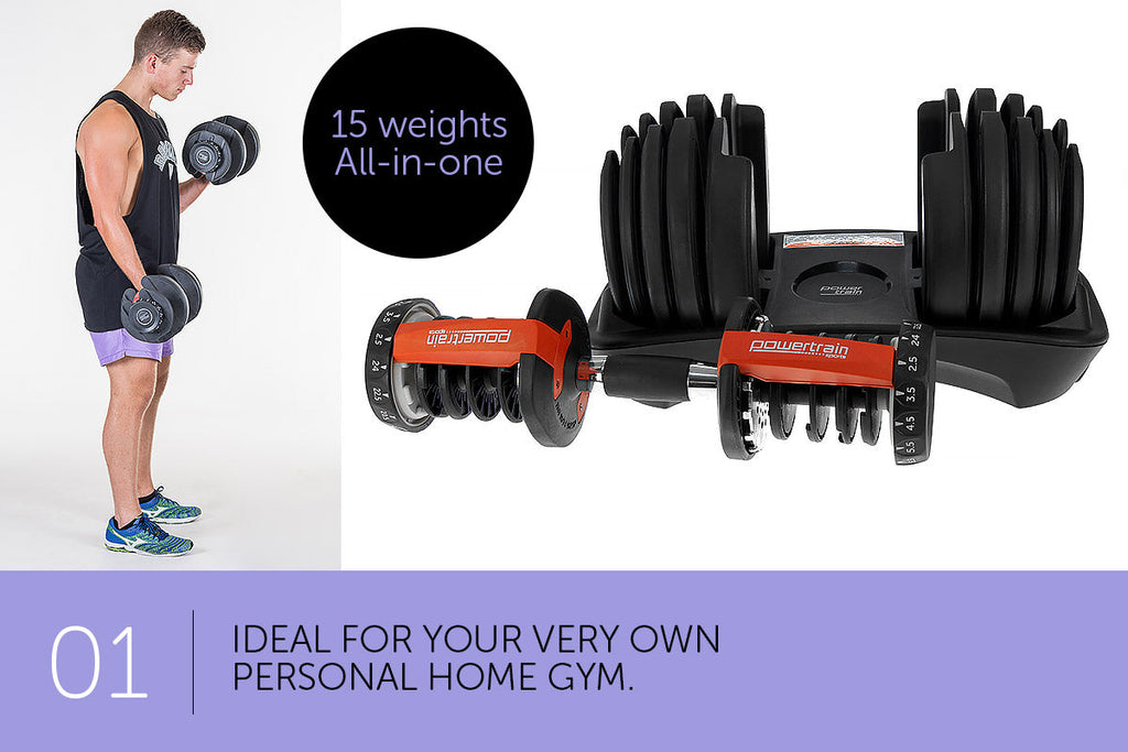 NNEDPE 48kg Powertrain Adjustable Dumbbell Home Gym Set